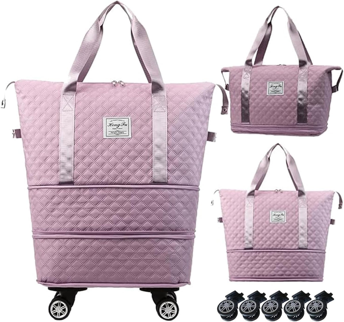 Rolling Duffle Bag with Wheels,Expandable Foldable Duffle Bag,Detachable Rolling Wheels,Rolling Luggage Bag Carry on Duffel Bag,Wheeled Travel Duffle Bag,Gift for Wife and Parents