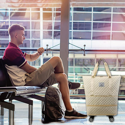 Rolling Duffle Bag with Wheels,Expandable Foldable Duffle Bag,Detachable Rolling Wheels,Rolling Luggage Bag Carry on Duffel Bag,Wheeled Travel Duffle Bag,Gift for Wife and Parents