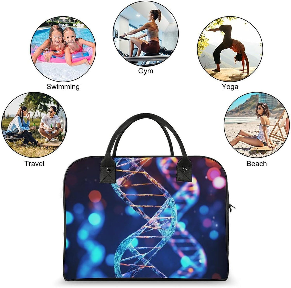 Green Sea Blue Seaweed Nylon Tote Bag Large Capacity Carry On Handbag Luggage Sleeve Laptop Compartment for Work Travel