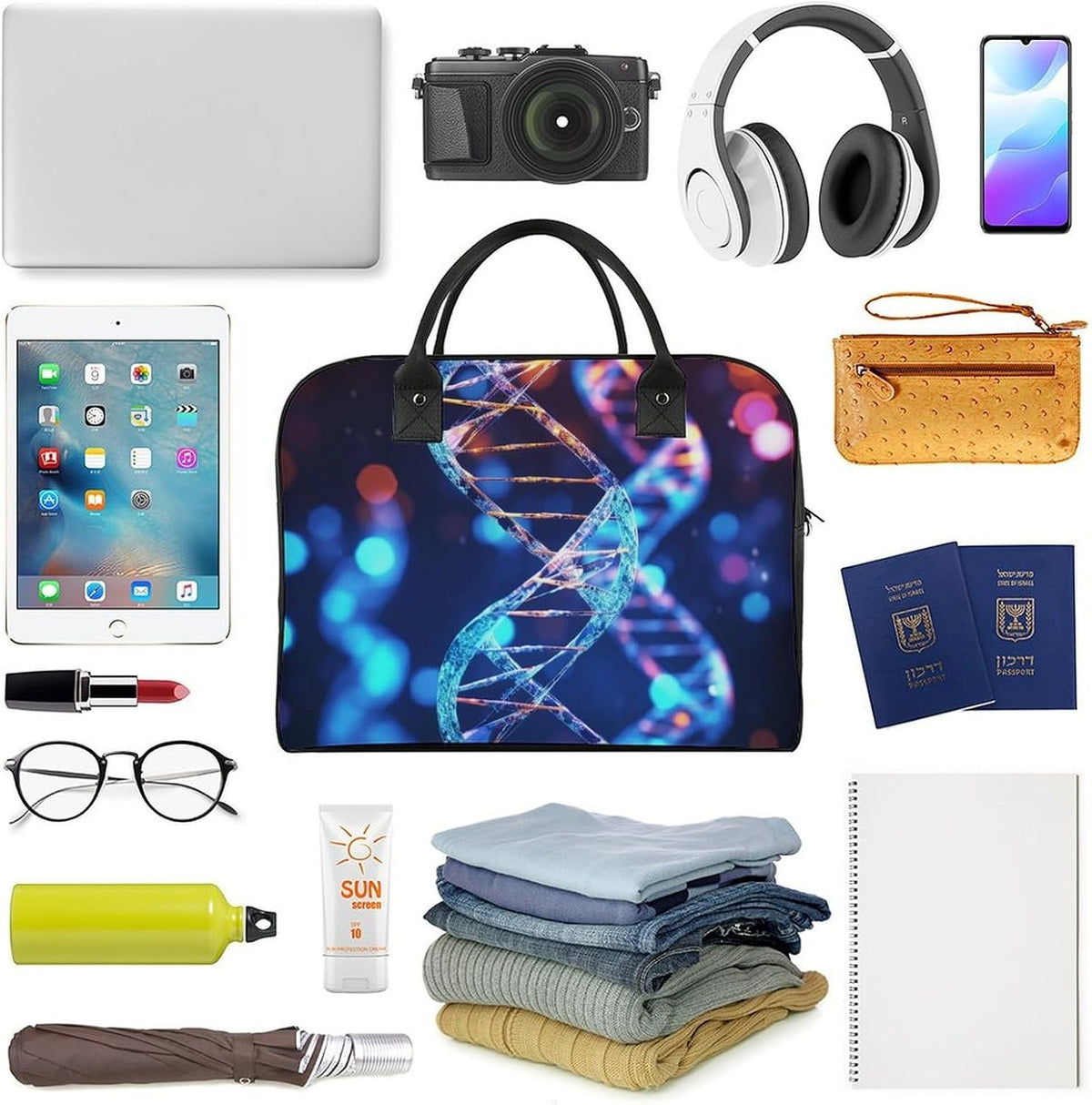 Green Sea Blue Seaweed Nylon Tote Bag Large Capacity Carry On Handbag Luggage Sleeve Laptop Compartment for Work Travel