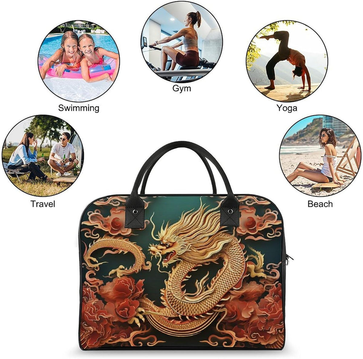 Green Sea Blue Seaweed Nylon Tote Bag Large Capacity Carry On Handbag Luggage Sleeve Laptop Compartment for Work Travel