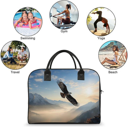 Green Sea Blue Seaweed Nylon Tote Bag Large Capacity Carry On Handbag Luggage Sleeve Laptop Compartment for Work Travel