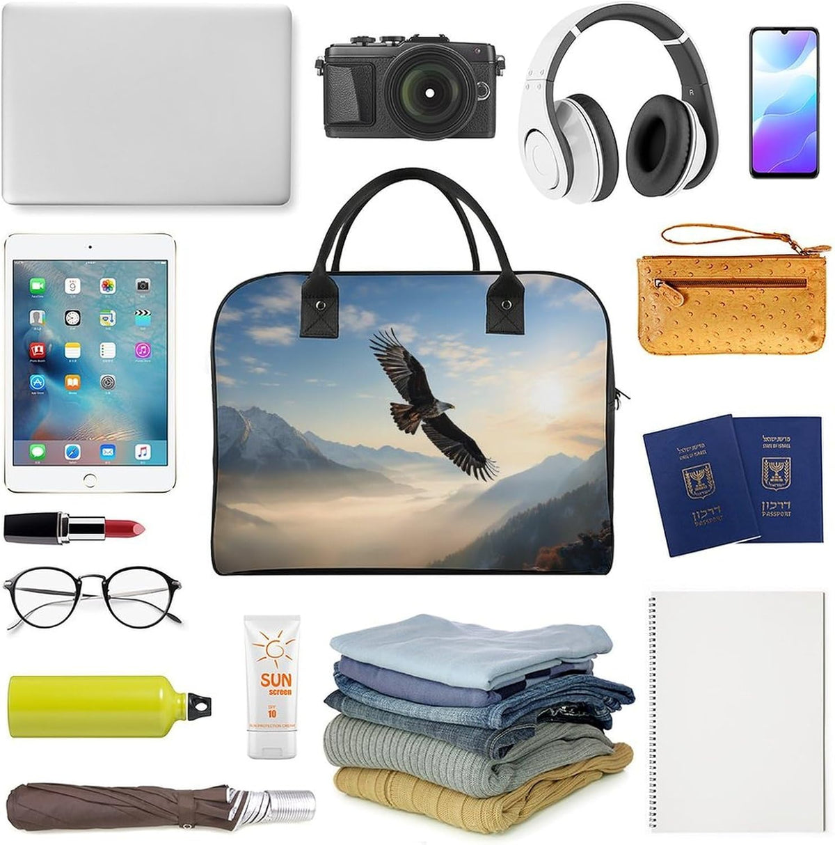 Green Sea Blue Seaweed Nylon Tote Bag Large Capacity Carry On Handbag Luggage Sleeve Laptop Compartment for Work Travel