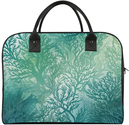 Green Sea Blue Seaweed Nylon Tote Bag Large Capacity Carry On Handbag Luggage Sleeve Laptop Compartment for Work Travel