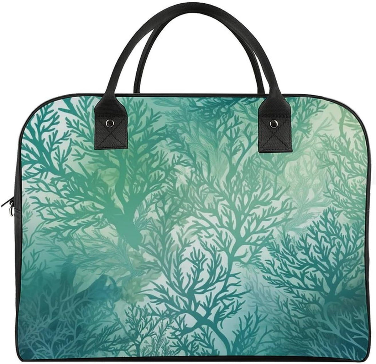 Green Sea Blue Seaweed Nylon Tote Bag Large Capacity Carry On Handbag Luggage Sleeve Laptop Compartment for Work Travel