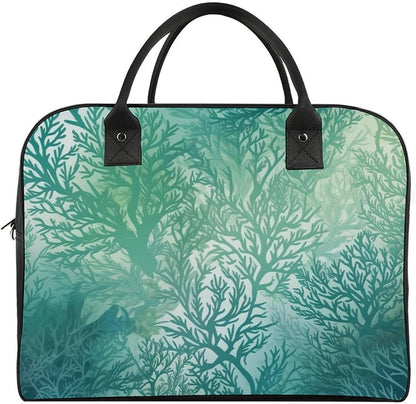 Green Sea Blue Seaweed Nylon Tote Bag Large Capacity Carry On Handbag Luggage Sleeve Laptop Compartment for Work Travel
