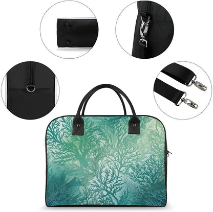 Green Sea Blue Seaweed Nylon Tote Bag Large Capacity Carry On Handbag Luggage Sleeve Laptop Compartment for Work Travel