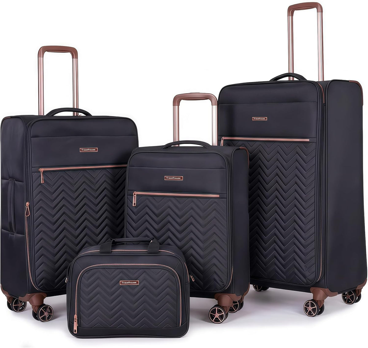 Softside Luggage Set with Spinner Wheels | Lightweight expandable suitcases: 16" underseat duffel bag + 20" carry-on + 24" + 28" checked