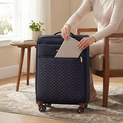 Softside Luggage Set with Spinner Wheels | Lightweight expandable suitcases: 16" underseat duffel bag + 20" carry-on + 24" + 28" checked