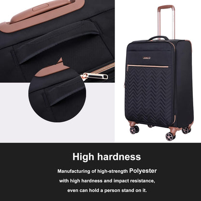 Softside Luggage Set with Spinner Wheels | Lightweight expandable suitcases: 16" underseat duffel bag + 20" carry-on + 24" + 28" checked