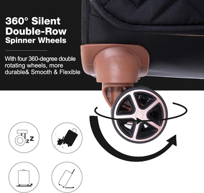 Softside Luggage Set with Spinner Wheels | Lightweight expandable suitcases: 16" underseat duffel bag + 20" carry-on + 24" + 28" checked