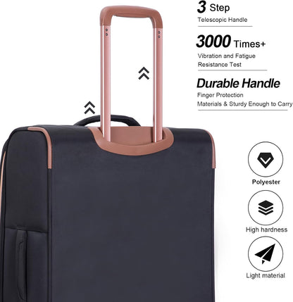 Softside Luggage Set with Spinner Wheels | Lightweight expandable suitcases: 16" underseat duffel bag + 20" carry-on + 24" + 28" checked
