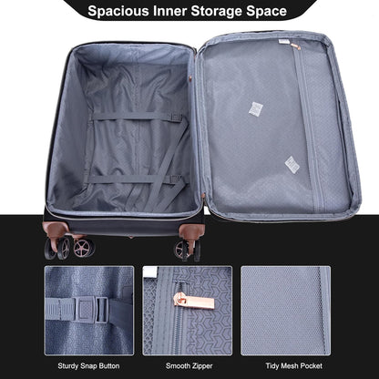 Softside Luggage Set with Spinner Wheels | Lightweight expandable suitcases: 16" underseat duffel bag + 20" carry-on + 24" + 28" checked