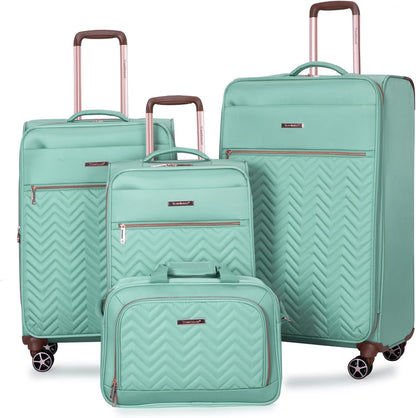 Softside Luggage Set with Spinner Wheels | Lightweight expandable suitcases: 16" underseat duffel bag + 20" carry-on + 24" + 28" checked