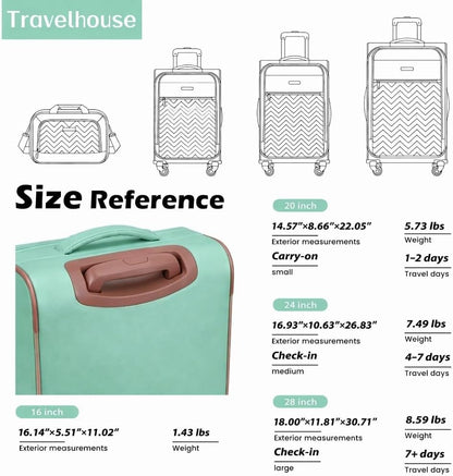 Softside Luggage Set with Spinner Wheels | Lightweight expandable suitcases: 16" underseat duffel bag + 20" carry-on + 24" + 28" checked