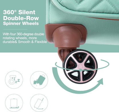 Softside Luggage Set with Spinner Wheels | Lightweight expandable suitcases: 16" underseat duffel bag + 20" carry-on + 24" + 28" checked