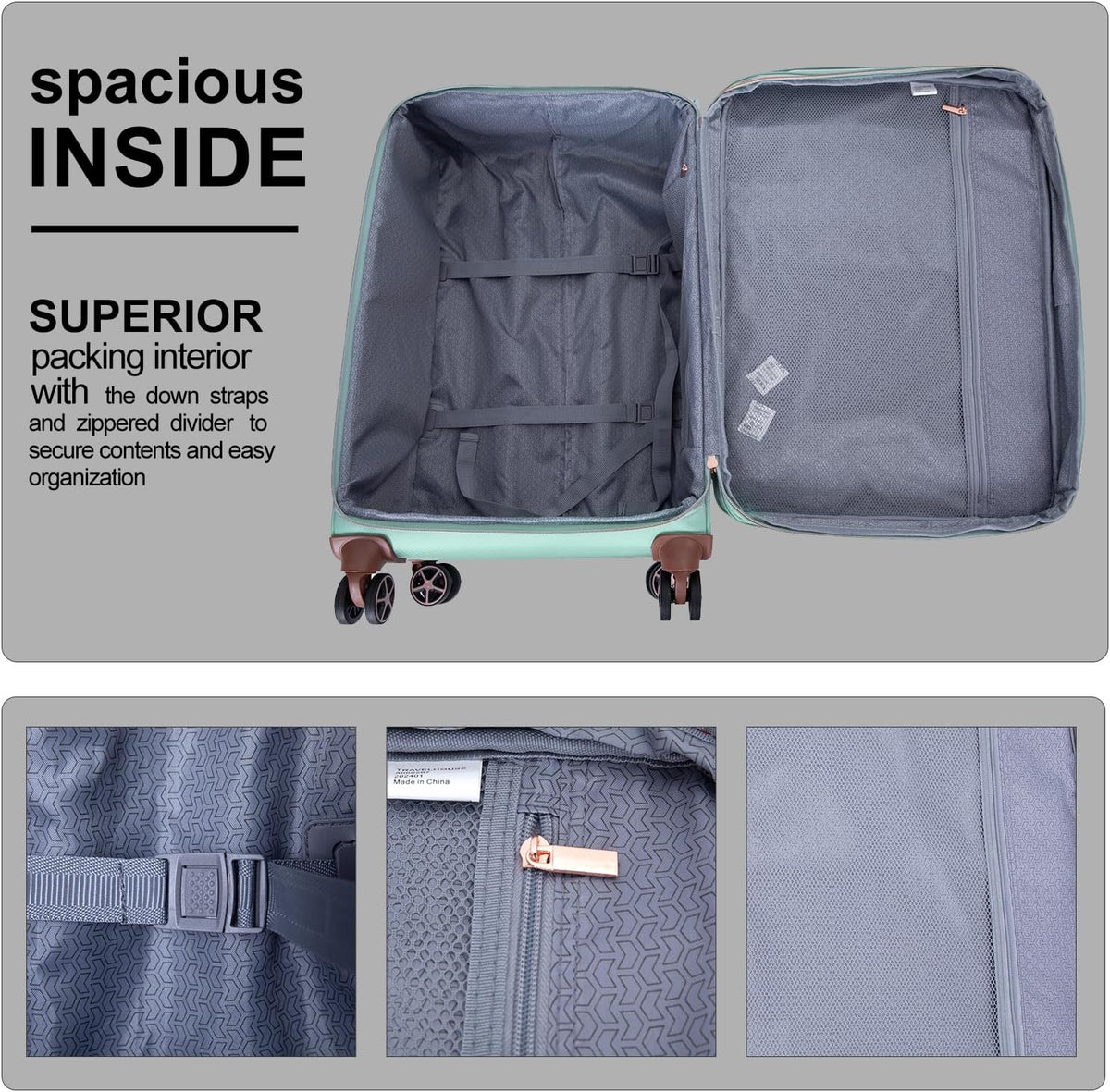 Softside Luggage Set with Spinner Wheels | Lightweight expandable suitcases: 16" underseat duffel bag + 20" carry-on + 24" + 28" checked