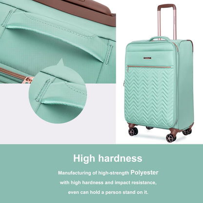 Softside Luggage Set with Spinner Wheels | Lightweight expandable suitcases: 16" underseat duffel bag + 20" carry-on + 24" + 28" checked