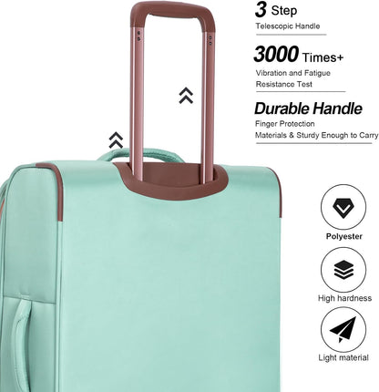 Softside Luggage Set with Spinner Wheels | Lightweight expandable suitcases: 16" underseat duffel bag + 20" carry-on + 24" + 28" checked