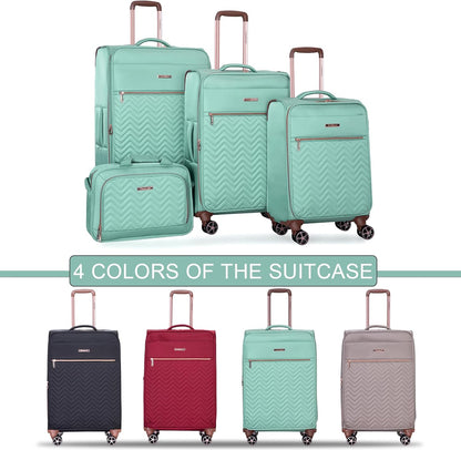 Softside Luggage Set with Spinner Wheels | Lightweight expandable suitcases: 16" underseat duffel bag + 20" carry-on + 24" + 28" checked