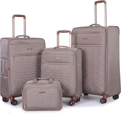 Softside Luggage Set with Spinner Wheels | Lightweight expandable suitcases: 16" underseat duffel bag + 20" carry-on + 24" + 28" checked