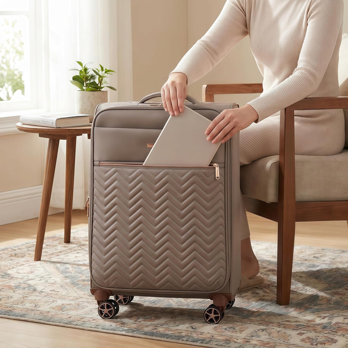 Softside Luggage Set with Spinner Wheels | Lightweight expandable suitcases: 16" underseat duffel bag + 20" carry-on + 24" + 28" checked