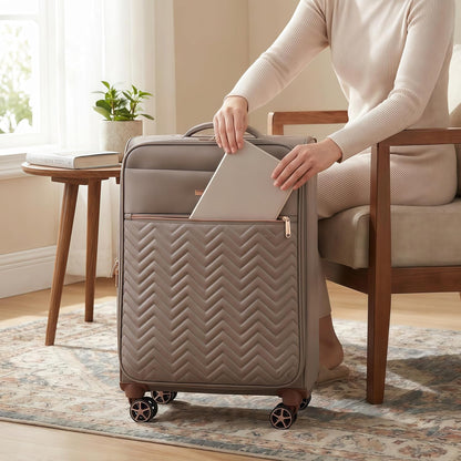 Softside Luggage Set with Spinner Wheels | Lightweight expandable suitcases: 16" underseat duffel bag + 20" carry-on + 24" + 28" checked