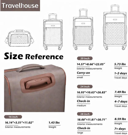 Softside Luggage Set with Spinner Wheels | Lightweight expandable suitcases: 16" underseat duffel bag + 20" carry-on + 24" + 28" checked