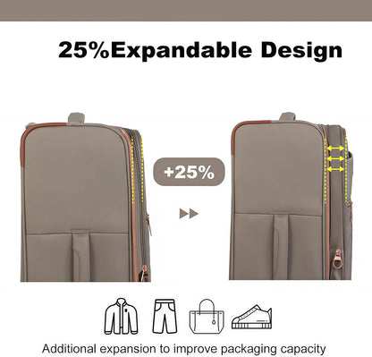 Softside Luggage Set with Spinner Wheels | Lightweight expandable suitcases: 16" underseat duffel bag + 20" carry-on + 24" + 28" checked
