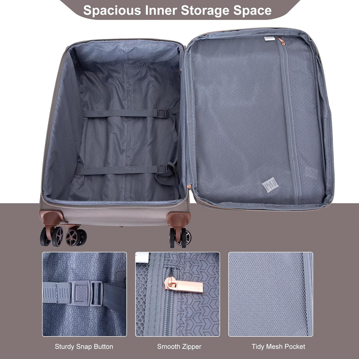 Softside Luggage Set with Spinner Wheels | Lightweight expandable suitcases: 16" underseat duffel bag + 20" carry-on + 24" + 28" checked