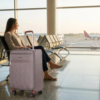 Softside Luggage Set with Spinner Wheels | Lightweight expandable suitcases: 16" underseat duffel bag + 20" carry-on + 24" + 28" checked