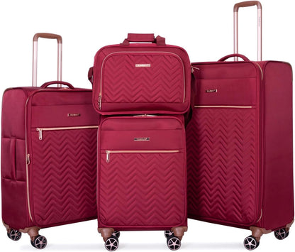 Softside Luggage Set with Spinner Wheels | Lightweight expandable suitcases: 16" underseat duffel bag + 20" carry-on + 24" + 28" checked