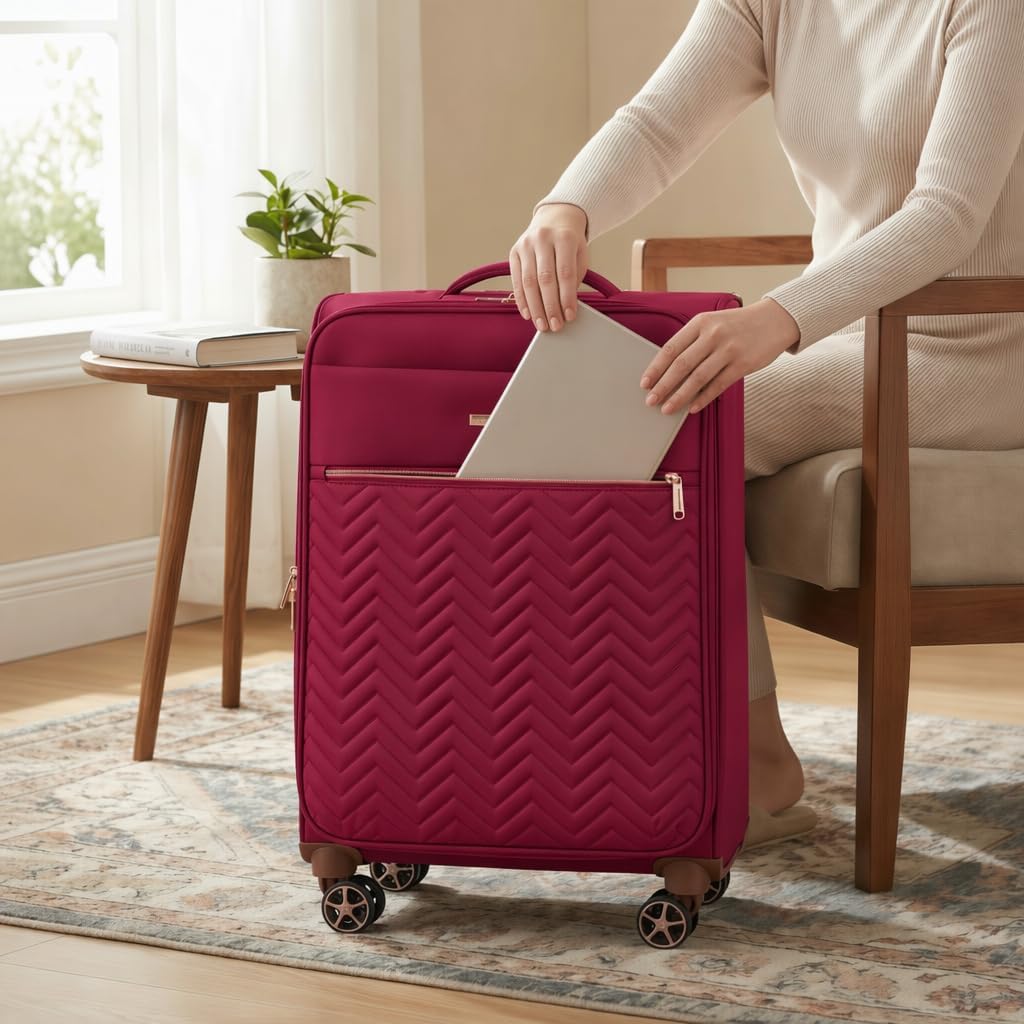 Softside Luggage Set with Spinner Wheels | Lightweight expandable suitcases: 16" underseat duffel bag + 20" carry-on + 24" + 28" checked