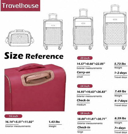 Softside Luggage Set with Spinner Wheels | Lightweight expandable suitcases: 16" underseat duffel bag + 20" carry-on + 24" + 28" checked