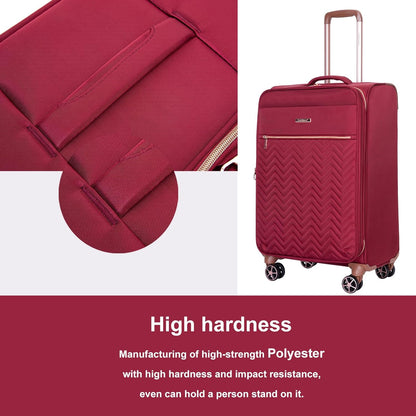 Softside Luggage Set with Spinner Wheels | Lightweight expandable suitcases: 16" underseat duffel bag + 20" carry-on + 24" + 28" checked