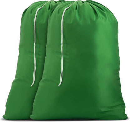 Nylon XL - Large Capacity with Locking Drawstring, Machine Washable, Fits Laundry Baskets or Hampers, Holds 3 Loads of Clothes - Black (Pack of 2)