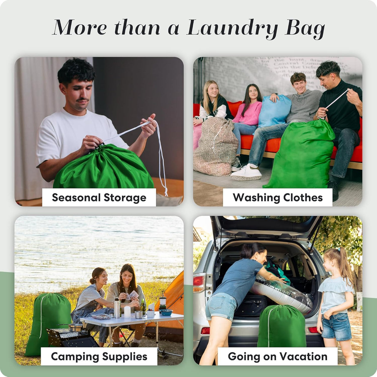 Nylon XL - Large Capacity with Locking Drawstring, Machine Washable, Fits Laundry Baskets or Hampers, Holds 3 Loads of Clothes - Black (Pack of 2)