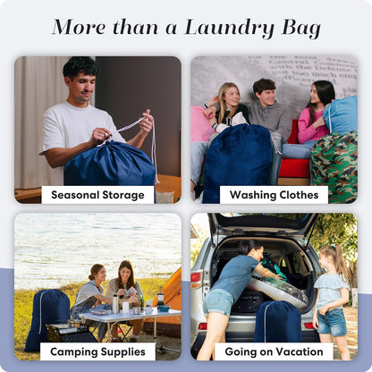 Nylon XL - Large Capacity with Locking Drawstring, Machine Washable, Fits Laundry Baskets or Hampers, Holds 3 Loads of Clothes - Black (Pack of 2)