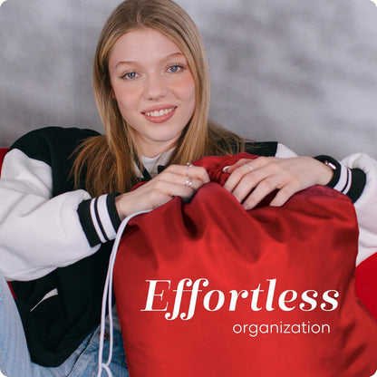 Nylon XL - Large Capacity with Locking Drawstring, Machine Washable, Fits Laundry Baskets or Hampers, Holds 3 Loads of Clothes - Black (Pack of 2)