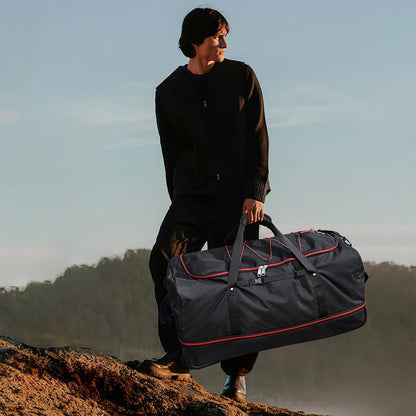 Wheeled Collapsible Duffel Bag,110L-140L Expandable Checked Luggage, No-Telescopic-Handle with Anti-Burst Zipper & Reinforced Frame,Black-red