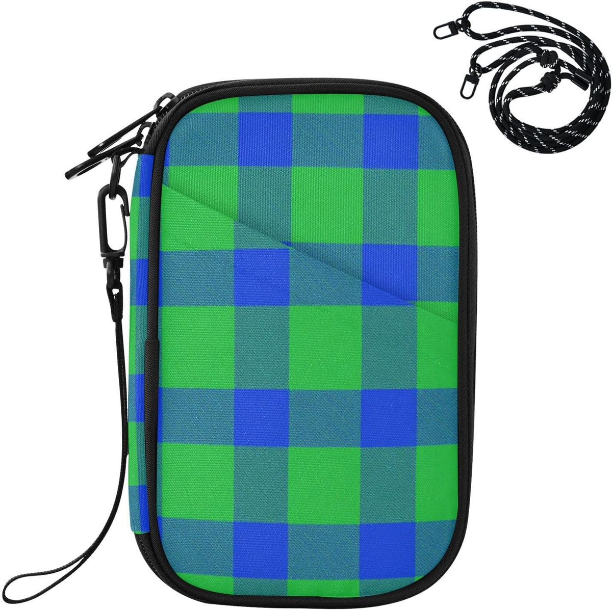 Travel Document Organizer 8.26×5.51×1.18 In | Polyester Oxford Full Print Multi-Way Carry for Men Women Vacation Navy Green