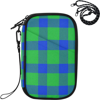 Travel Document Organizer 8.26×5.51×1.18 In | Polyester Oxford Full Print Multi-Way Carry for Men Women Vacation Navy Green