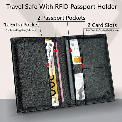 2 Passport Holder - Travel Essentials, RFID Blocking Wallet Credit Card Organiser, Plain Accessories Slim Cover For Men & Women | Travel Essentials