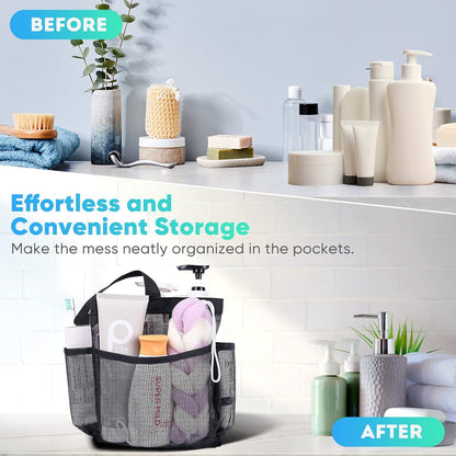 Mesh Shower Caddy Portable for College Dorm Room Essentials, Shower Caddy Dorm with 9-Pocket Large Capacity for Beach, Swimming, Gym, Camping, Travel essentials