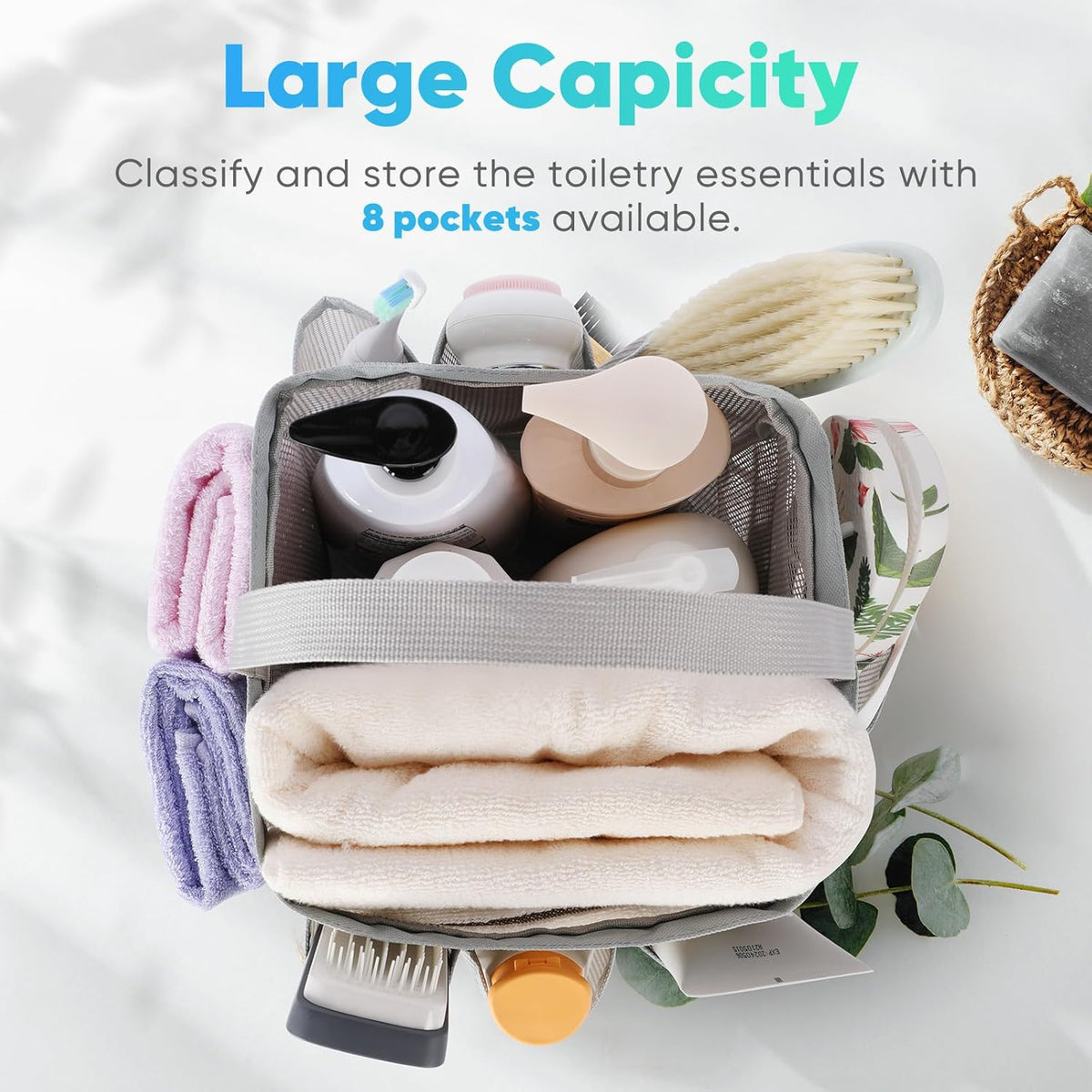 Mesh Shower Caddy Portable for College Dorm Room Essentials, Shower Caddy Dorm with 9-Pocket Large Capacity for Beach, Swimming, Gym, Camping, Travel essentials