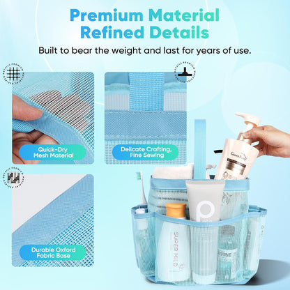 Mesh Shower Caddy Portable for College Dorm Room Essentials, Shower Caddy Dorm with 9-Pocket Large Capacity for Beach, Swimming, Gym, Camping, Travel essentials