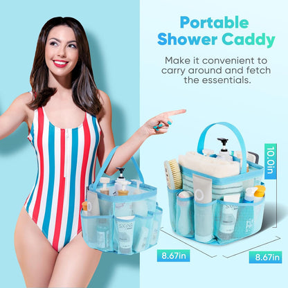 Mesh Shower Caddy Portable for College Dorm Room Essentials, Shower Caddy Dorm with 9-Pocket Large Capacity for Beach, Swimming, Gym, Camping, Travel essentials