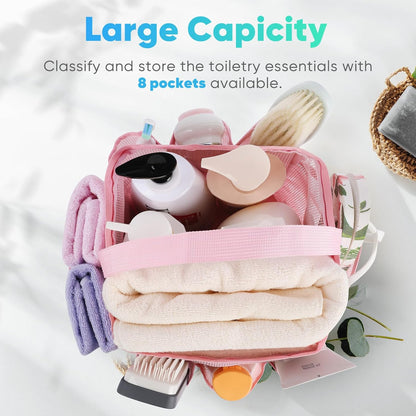 Mesh Shower Caddy Portable for College Dorm Room Essentials, Shower Caddy Dorm with 9-Pocket Large Capacity for Beach, Swimming, Gym, Camping, Travel essentials