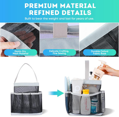 Mesh Shower Caddy Portable for College Dorm Room Essentials, Shower Caddy Dorm with 9-Pocket Large Capacity for Beach, Swimming, Gym, Camping, Travel essentials