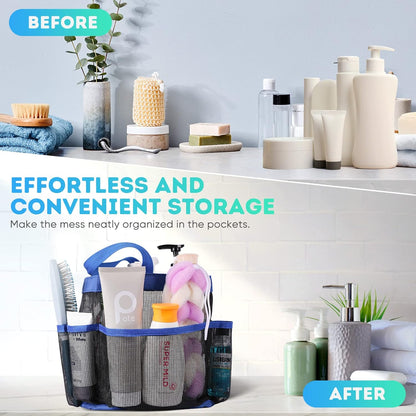 Mesh Shower Caddy Portable for College Dorm Room Essentials, Shower Caddy Dorm with 9-Pocket Large Capacity for Beach, Swimming, Gym, Camping, Travel essentials